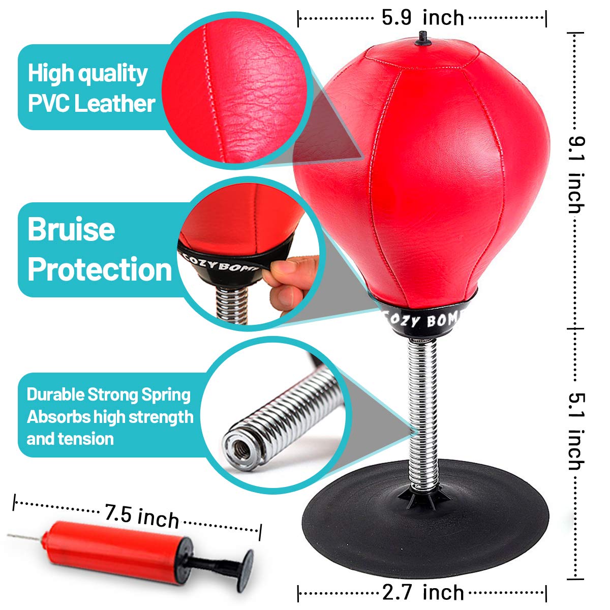 Desktop Punching Bag, Super Strong Suction Boxing Bag Speed Balls Heavy Duty Stress Relief Boxing Bag, Cool Stuff for Office, White Elephant Gift for Boss or Coworker