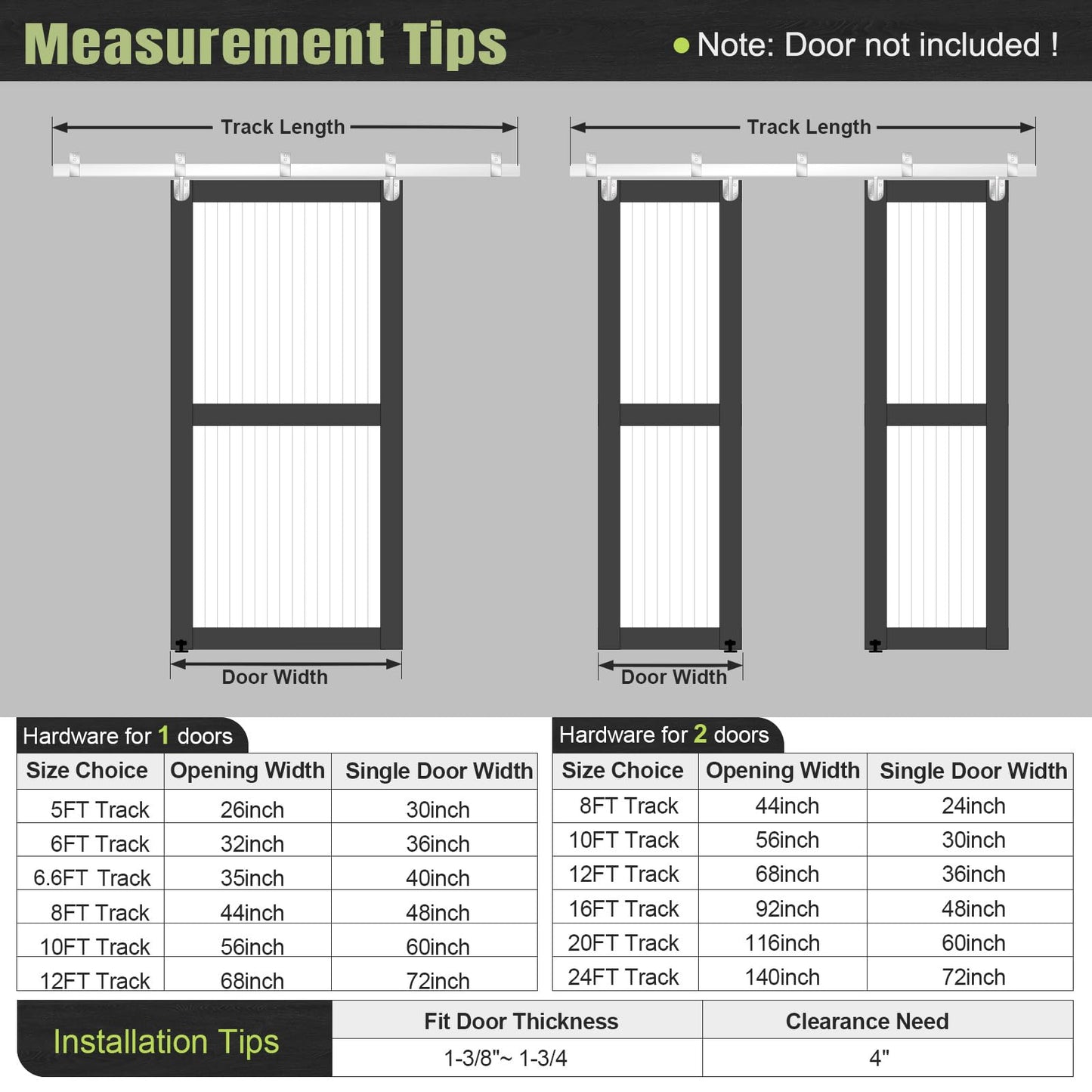 Easelife 8FT Exterior Sliding Barn Door Hardware Kit, Box Rail Track, 450lb Capacity, Sliver Weather-Resistant Steel, Wall Mount System for Outdoor Use, Fit Single 48in Door