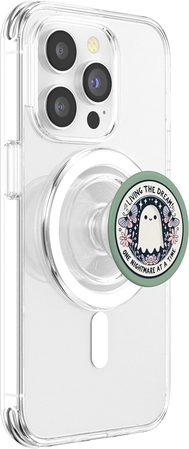 Bookish Book Lover Librarian Phone Popper Spooky Ghost Dark Humor Living the Dream Bookish Reading PopSockets PopGrip