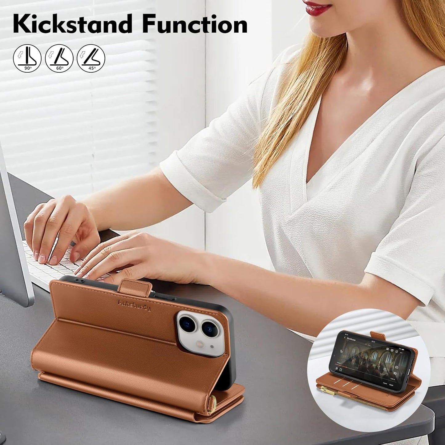 Antsturdy 12 12 6.1",Light Compatible with iPhone Wallet Case,RFID Blocking PU Leather Phone Case Women Men Kickstand