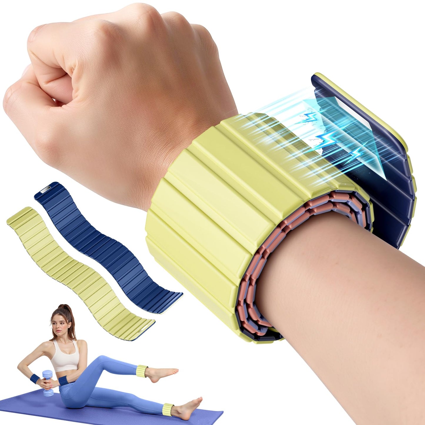 Lxlivn Wrist Weights, Ankle Weights for Women, 2 Pack (2.2LB Each)–Stackable Magnetic, Silicone (Waterproof), Non-Slip, Easy Wear, Adjustable (Men & Women), Ideal for Jogging/Yoga & More, Great Gift