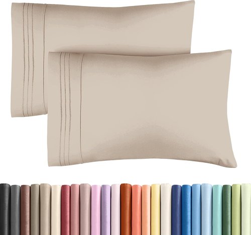 King Standard Pillow Cases - Ultra-Soft Hotel Quality Covers | Fade-Resistant & Wrinkle-Free | 2-Piece Set in Wheat
