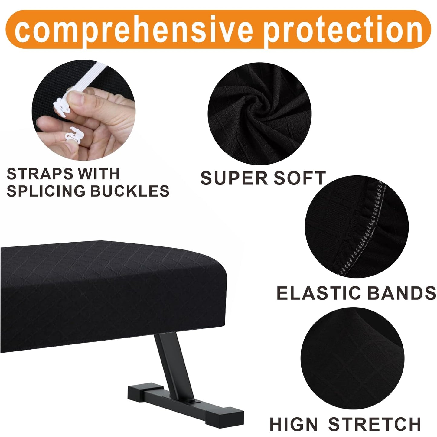VeyoStories Weight Bench Cover, Workout Gym Bench Cover, Gym Bench Cover, Protection for Adjustable Flat Weight Exercise Fitness Bench, Sit-up Board - Dustproof, Anti-Slip & Machine Washable.