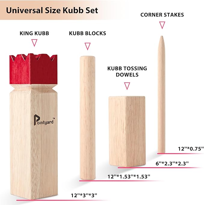 Pointyard Kubb Yard Game Set, Kubb Game Set with Carrying Bag - Wooden Toss Game Set for Outdoor Lawn Teenagers Adults Family