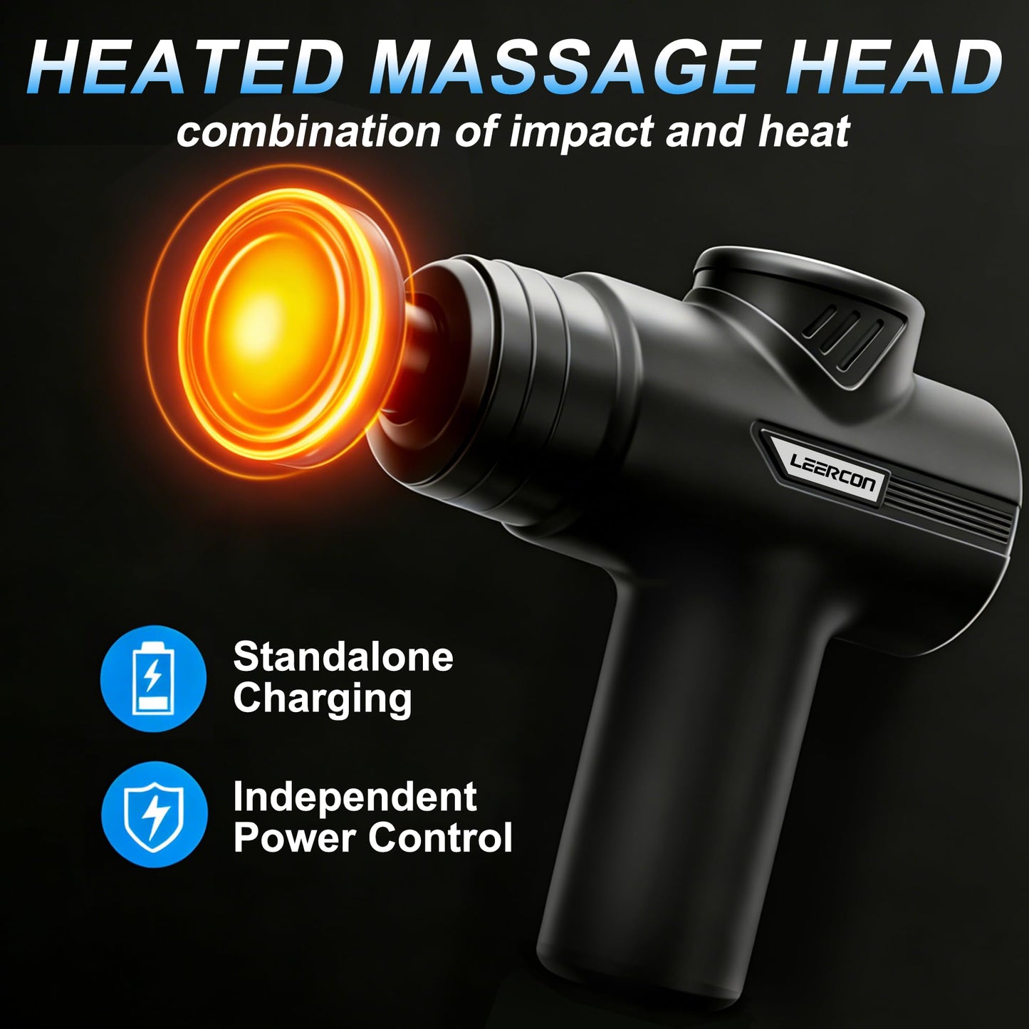 LEERCON Massage Gun with Heat Deep Tissue Back Massager Gun for Pain Relief, Mini Percussion Massage Gun - Birthday Gifts for Men Women Dad Mom him, Black