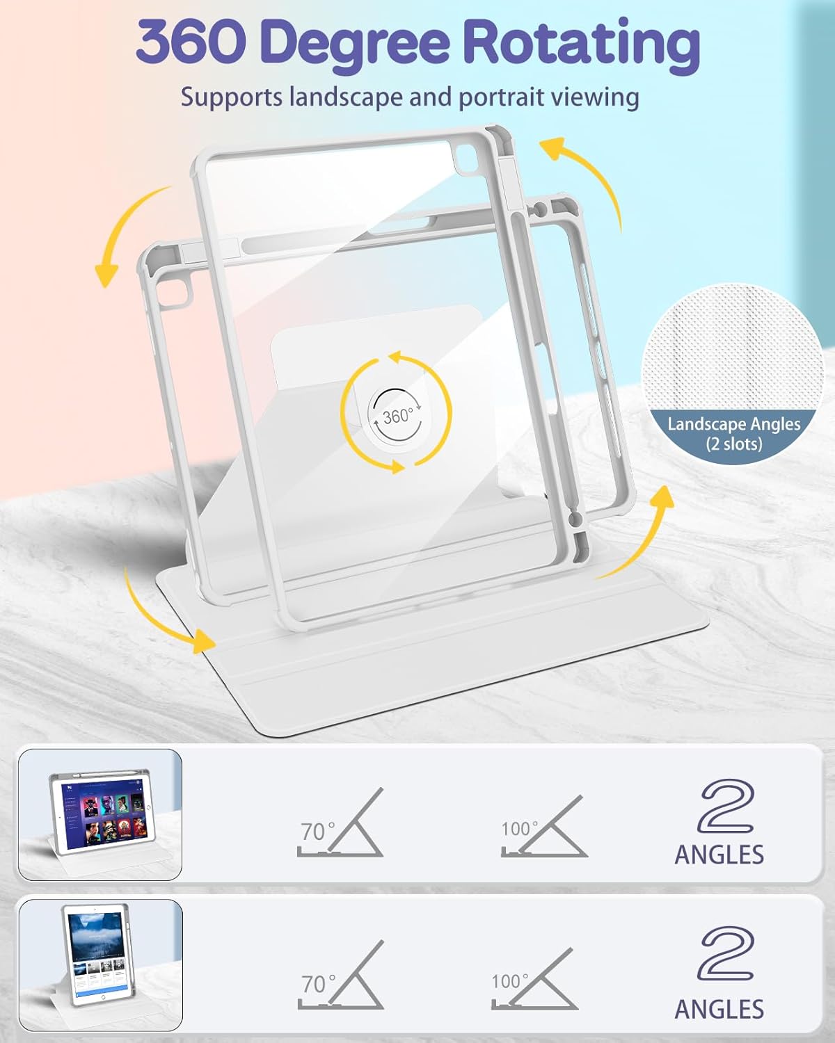 Uppuppy 9th/8th/7th 3rd/ 10.5 360 7/8/9 10.2 for iPad Generation Case for iPad Air Pro Case - Rotating Stand Folio