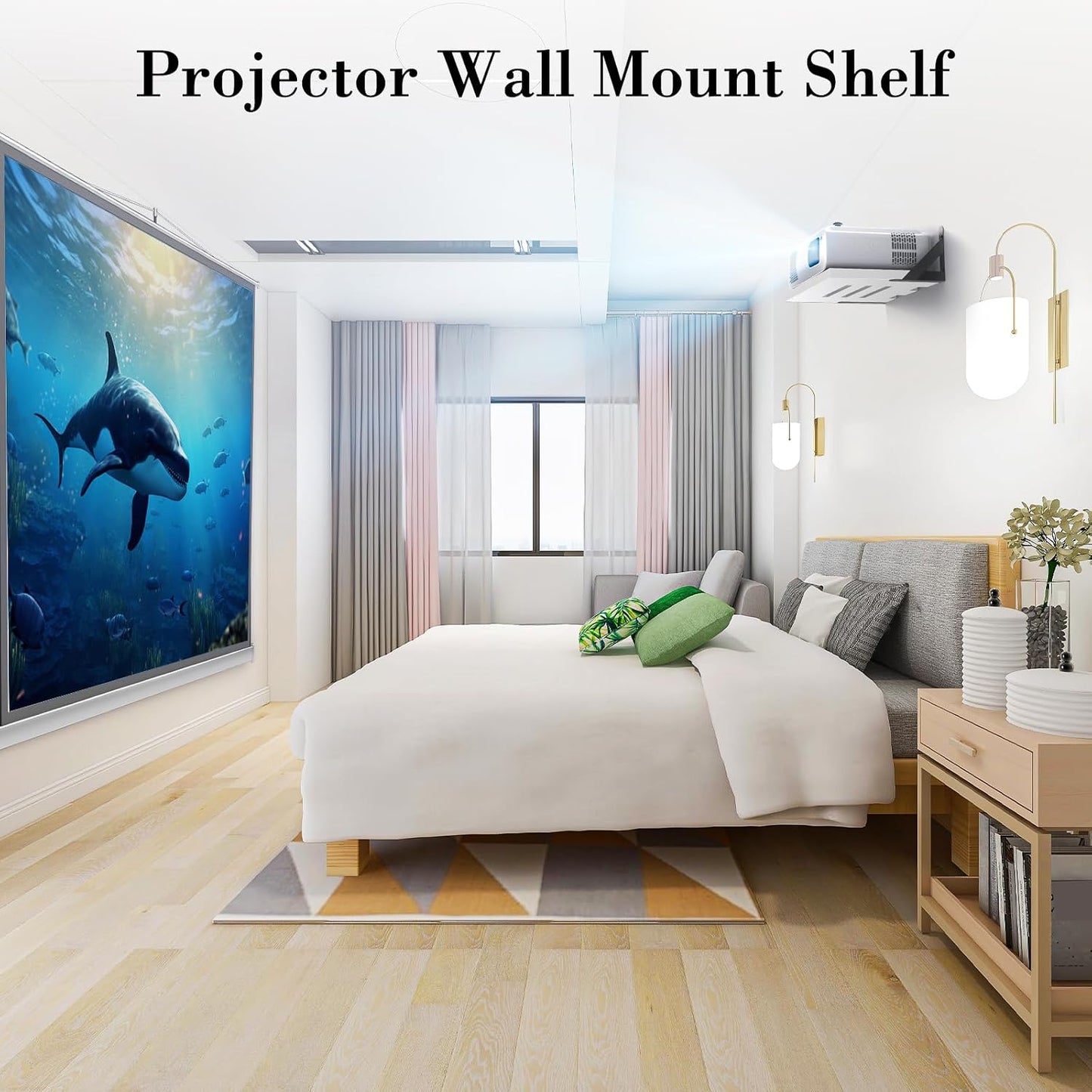 15.7" 9.8"(Lx DAWASAPAT Projector Shelf/Modem Shelf/Router Shelf/Cable Box Wall Mount/Router Wall Mount, x W) White