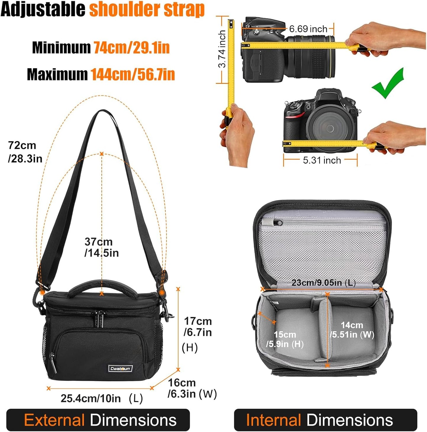 Cwatcun Small Camera Sling Bag Crossbody Camera Shoulder Case, Waterproof Travel Photography Messenger Bag for Canon