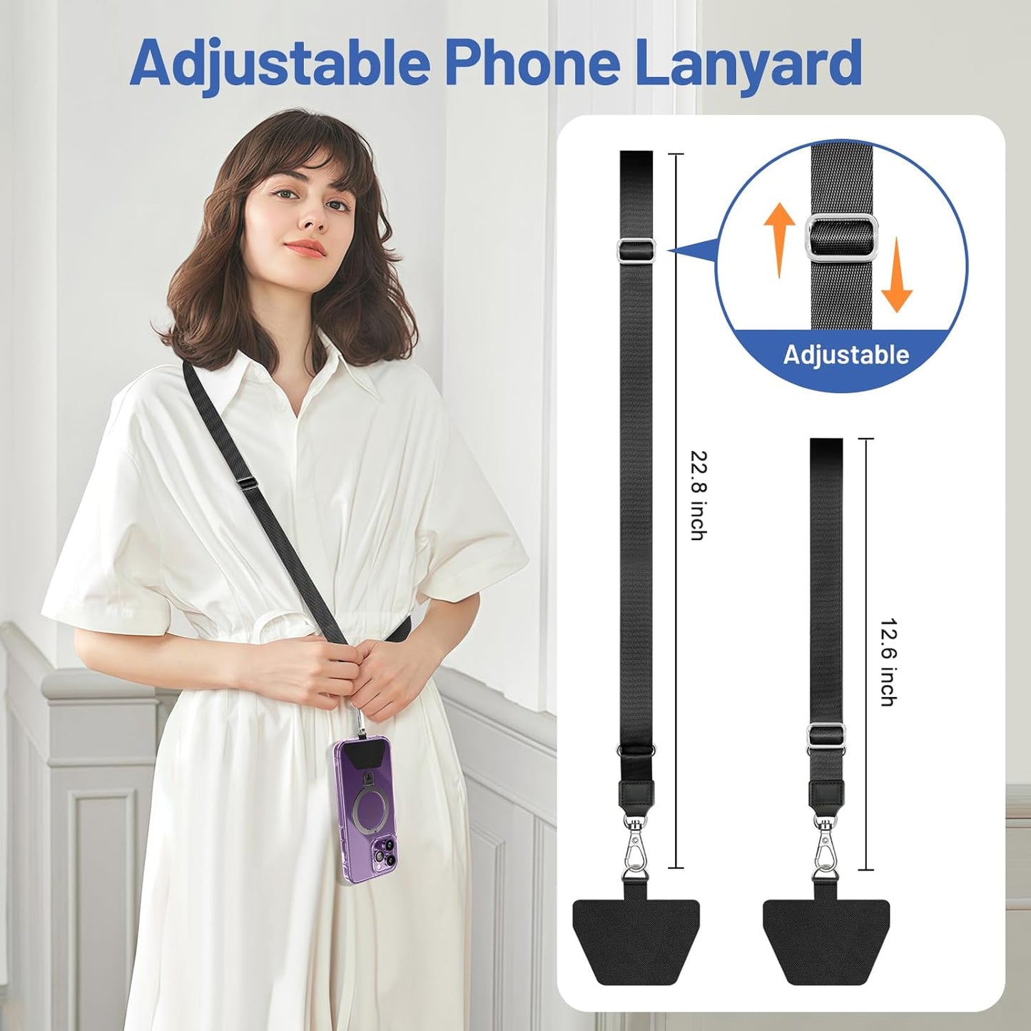 2 Pack, Doormoon Phone Strap Crossbody, Wrist Straps with Patch Cases Cell Phone Lanyards for Women Drop Protection