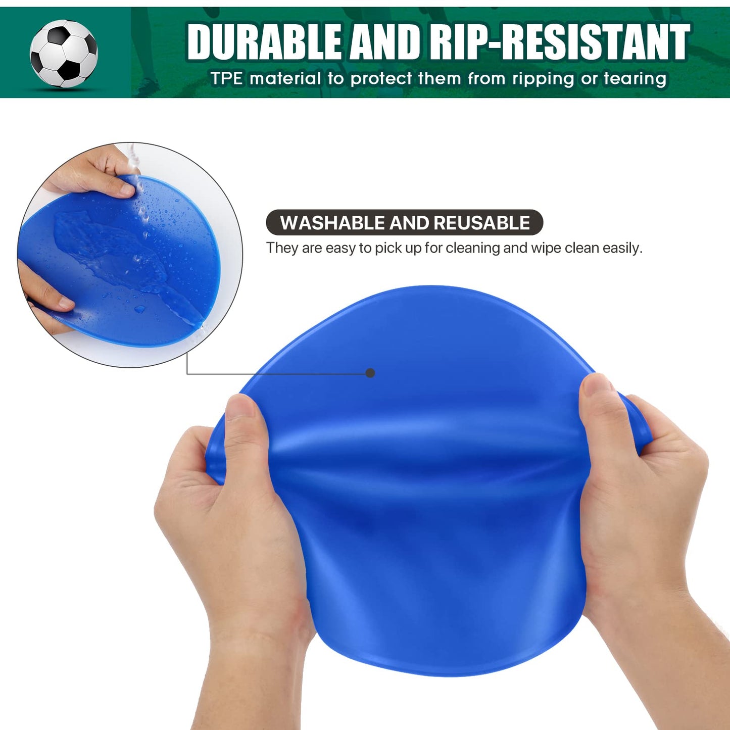 SIFENYU Poly Spots for Gym Floor 4.72inch 6inch 9 inch Poly Spot Markers, 60 Pcs Rubber Floor Dots Non Slip Flat Cones for Sports Soccer PE Training, Dance, Classroom Activities