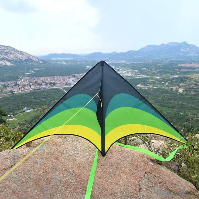 Mint's Colorful Life 60'' Delta Kite With 7.1in Reel Winder, Easy Flying & String Spool for Kids & Adults, Best Beach Set for Beginners