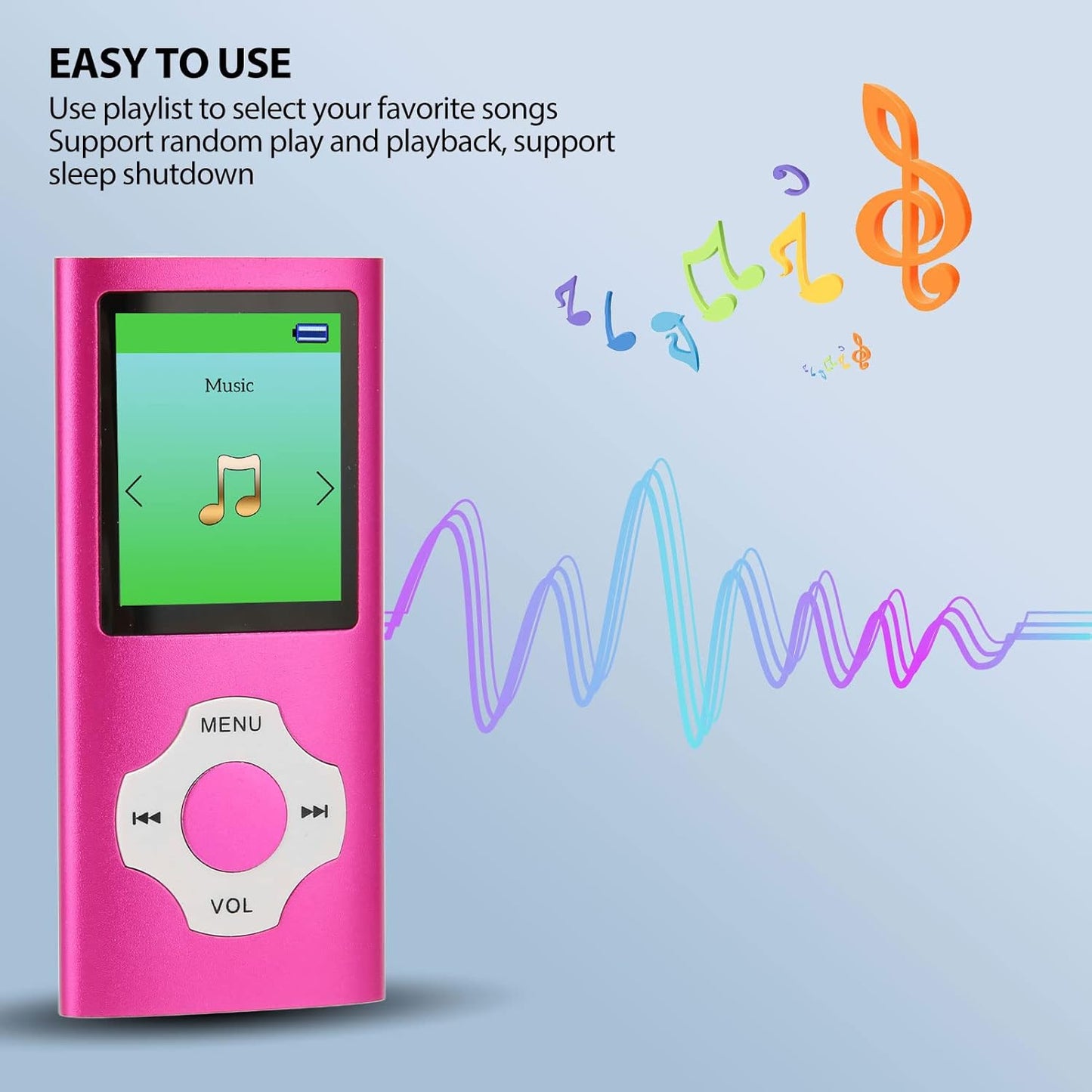 Jectse MP3 MP3 MP3 Player, Kids Player Portable Audio Music Player with FM Radio, Voice Recorder, E Book, HiFi Lossless