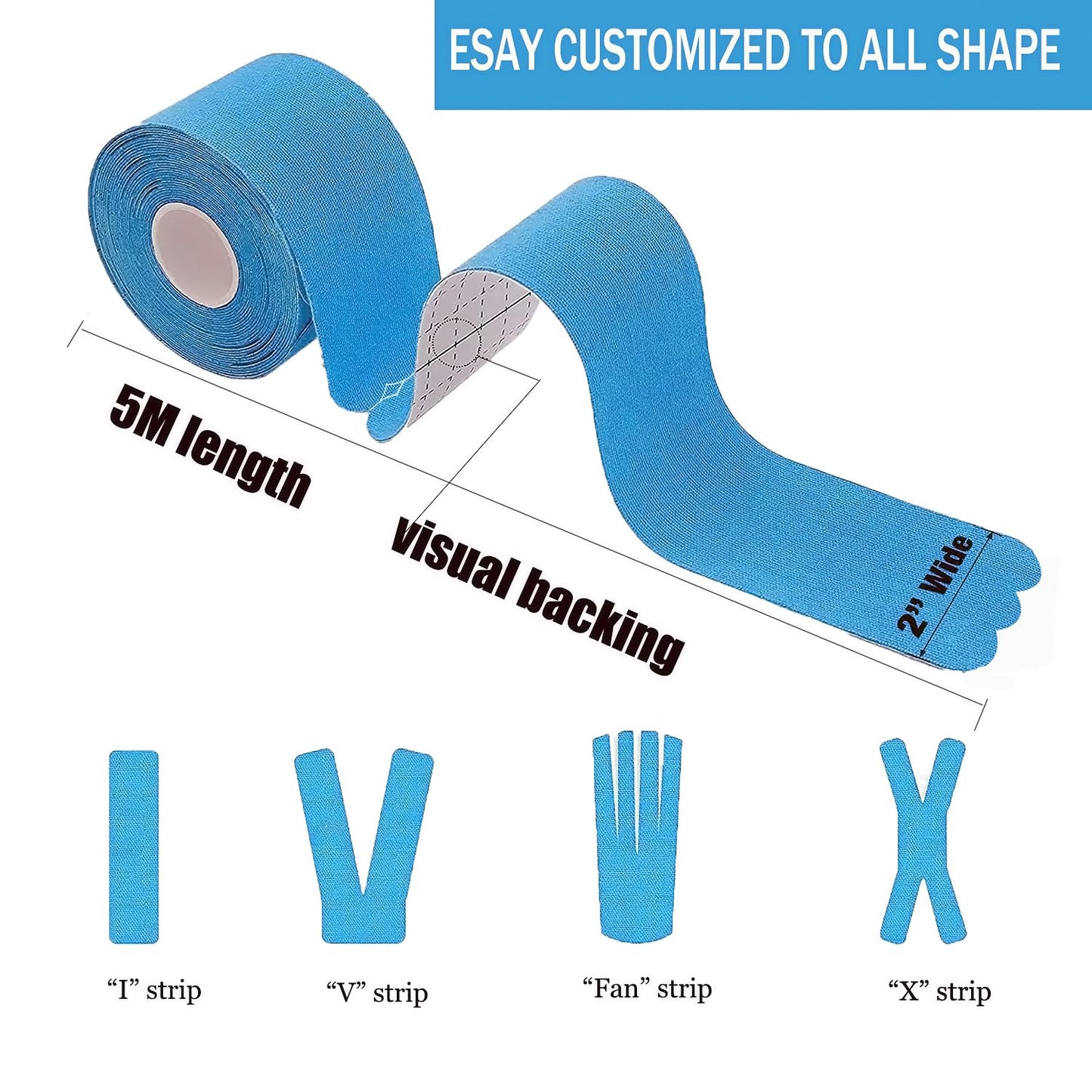 Kinesiology Tape Precut Strips Pro Athletic (3 Rolls,60 Strips) Original Cotton Waterproof Breathable Latex Free Tape for Muscle Pain Relief and Joint Support Elastic Sports Activities Tapes (Mix)