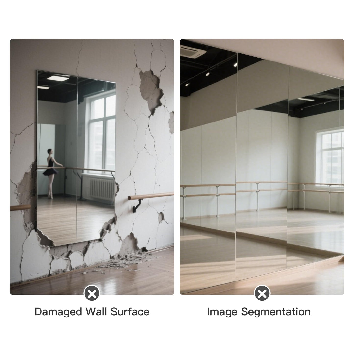 brisafe 2PCS 79"x47" Ultra-Light Wall Mirror for Home Gym & Yoga Studio, 9.9LB Shatterproof Full-Length Mirror with 0.04mm Nano Film, Easy Installation & Commercial Use (60% Insurance Savings)