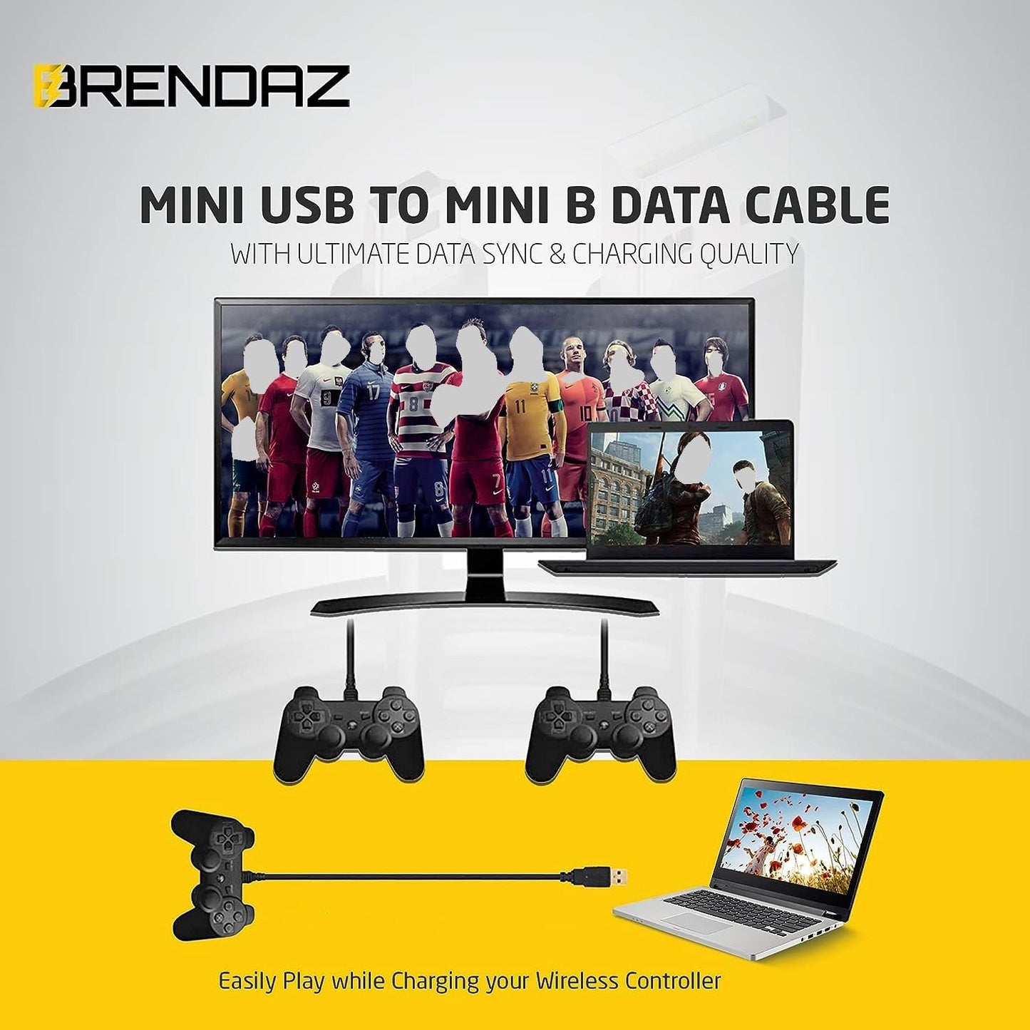 10-Pack, 3-Feet, PS3 Durable Mini USB to USB Cable - Fast Charging, Compatible with GoPro, Snowball iCE, USB Mic