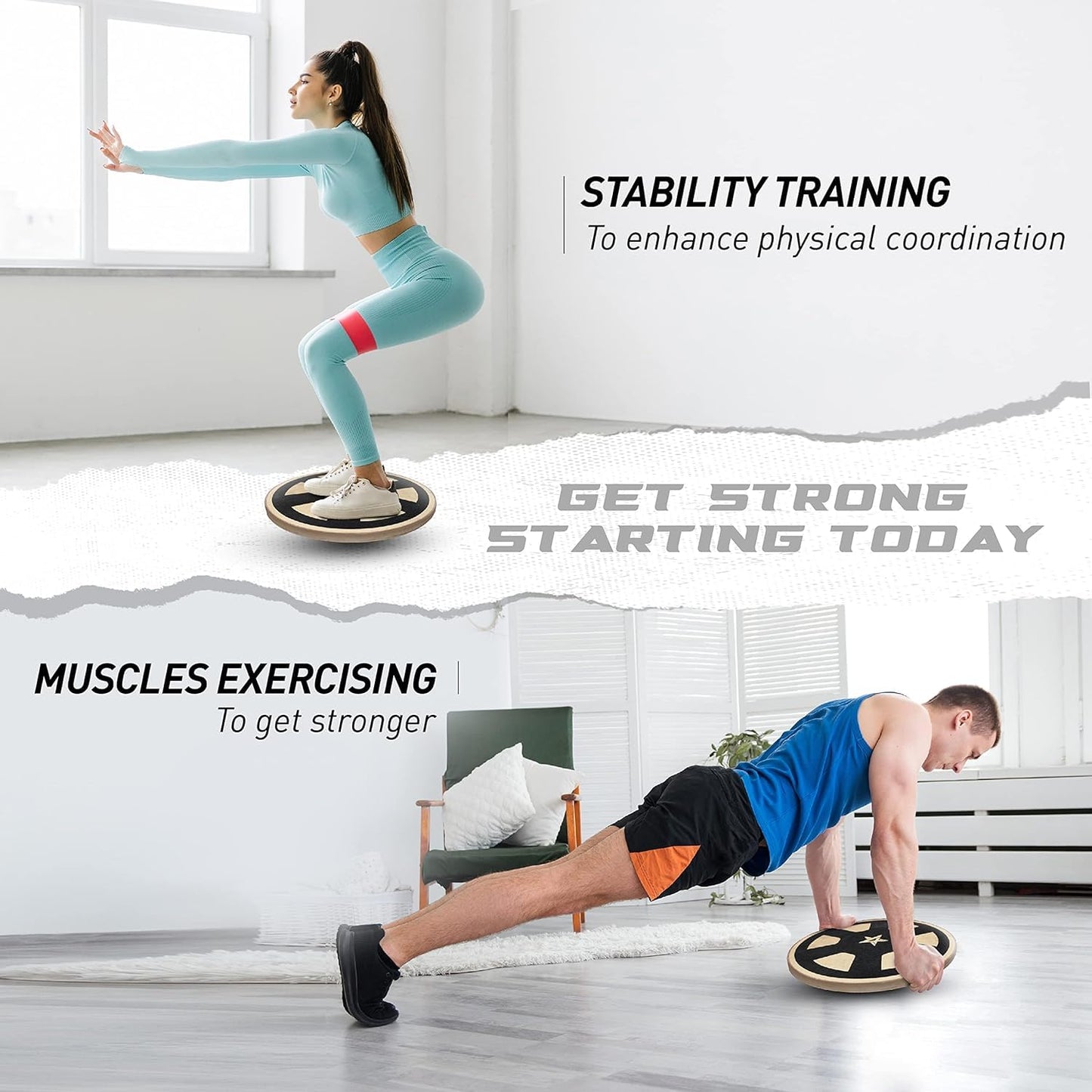 Yes4All 300lbs Wooden Wobble Board, 360-Degree Balance Board for Adults, Stylish Balance Trainer with Anti-Skid Texture