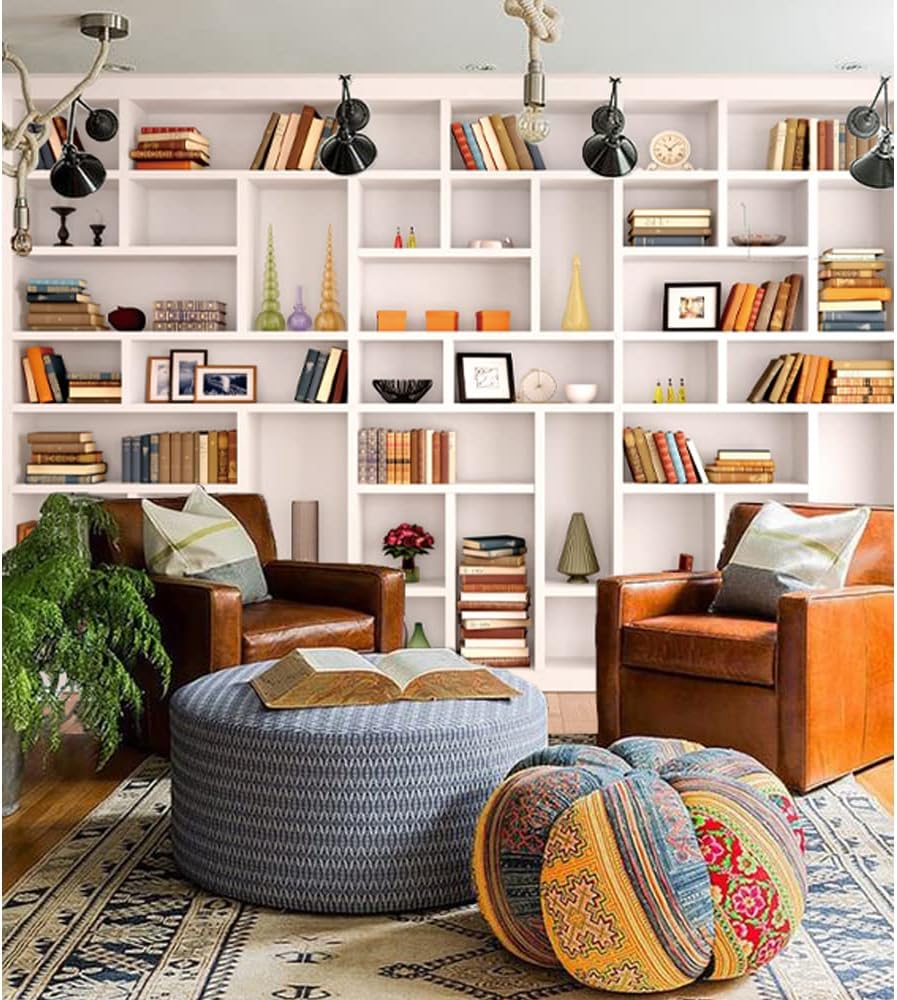 Maijoeyy 7x5ft Polyester White Bookshelf Backdrop for Home Office