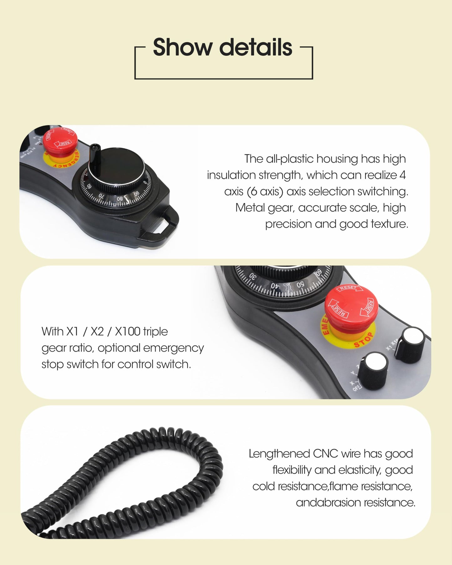 RATTMMOTOR 4-Axis Mach3 CNC Controller Kit, LAN5160T4 Stepper Motor Driver Ethernet with Electronic Handwheel MPG Pendant Emergency Stop Manual Pulse Generator for CNC Router/Lathe/Engraving Machine