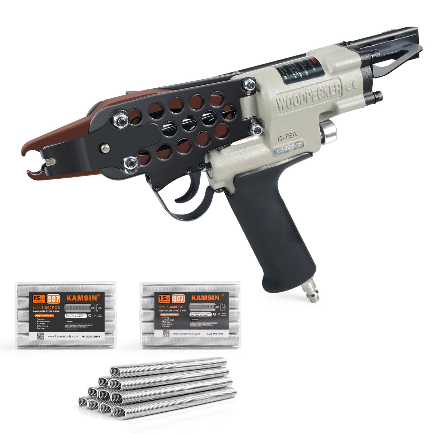 Combination of C-7EA Pneumatic Hog Ring Gun Kit and 1000PCS Stainless Steel Hog Ring Staples