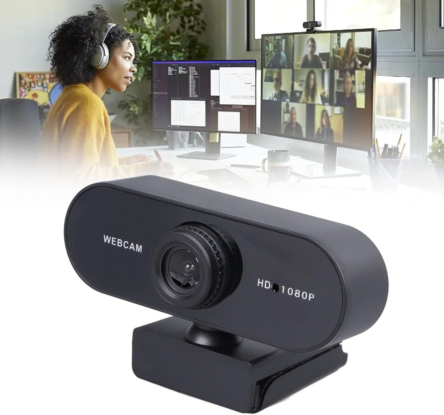 Topyond 1080P Webcam for PC and Laptop, Streaming Webcam with Microphone, External USB Camera for Online Calling, Video