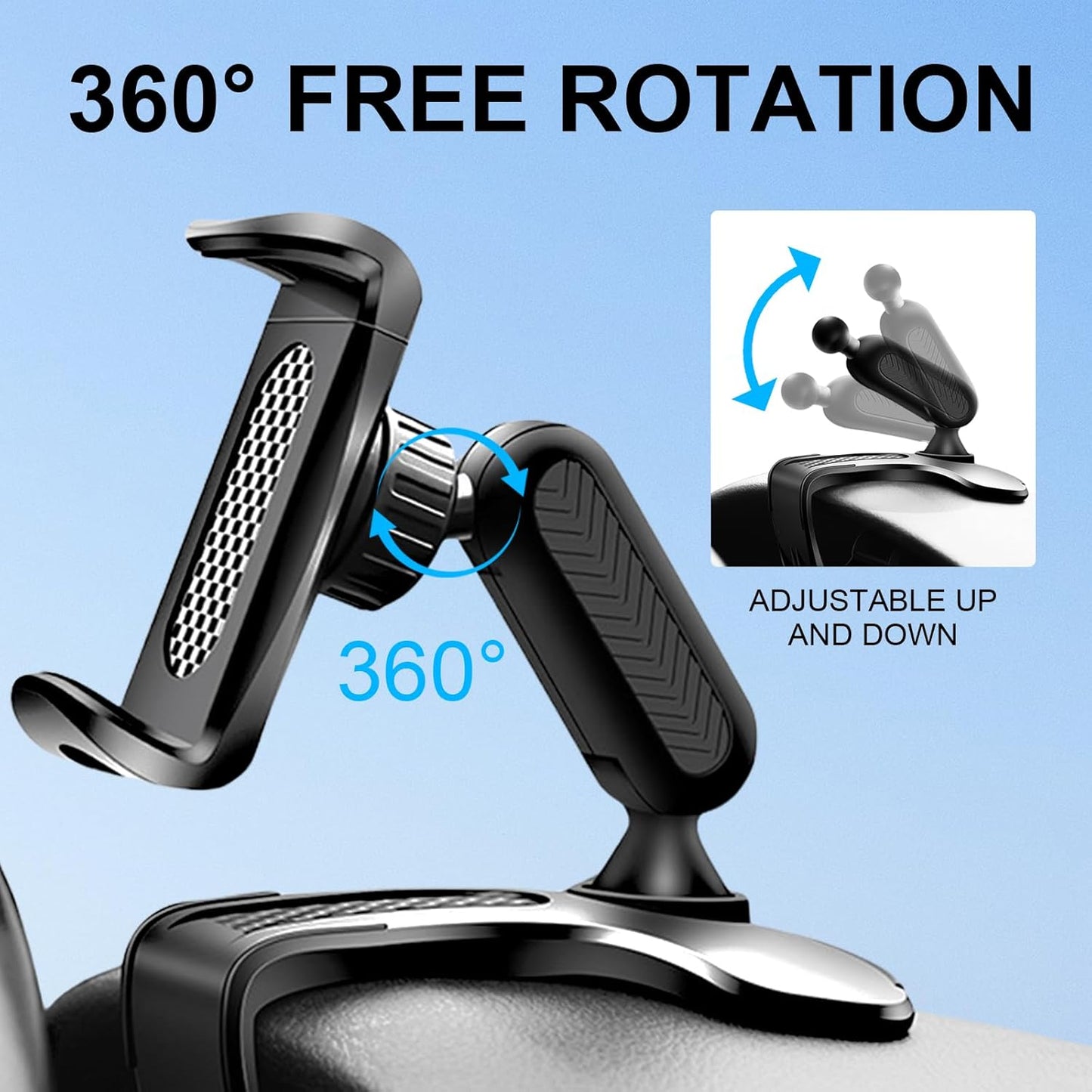 AMZAUTO 360 4-7 Inch Car Phone Holder Mount, Degree Rotation Car Dashboard Phone Holder, Universal Anti-Shake Dash