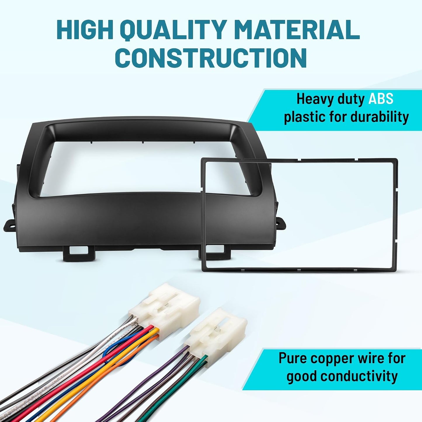 2004-2010 NuIth Double DIN Radio Dash Kit W/Radio Wire Harness for Toyota Sienna Non JBL System, Double DIN Car Stereo
