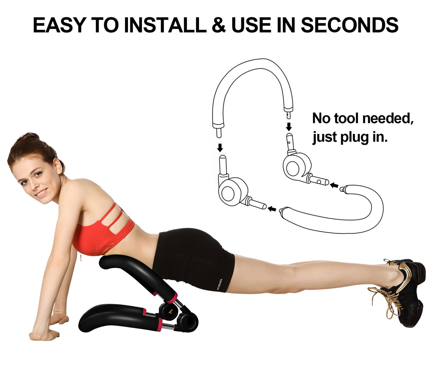 eHUPOO Ab Machine,Adjustable Sit Up Exercise Equipment For Stomach Workout, Adjustable Ab Workout Equipment, Abdominal & Strength Trainer For Men & Women Home Fitness Exercise .US Patented
