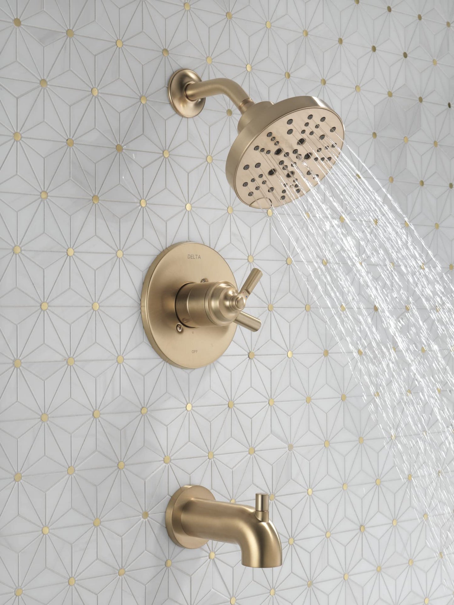 Delta Faucet Saylor 17 Series Gold Shower Valve Trim Kit with H2Okinetic Shower Head, Delta Shower System, Shower Faucet Set, Shower Head and Handle, Champagne Bronze T17235-CZ (Valve Not Included)