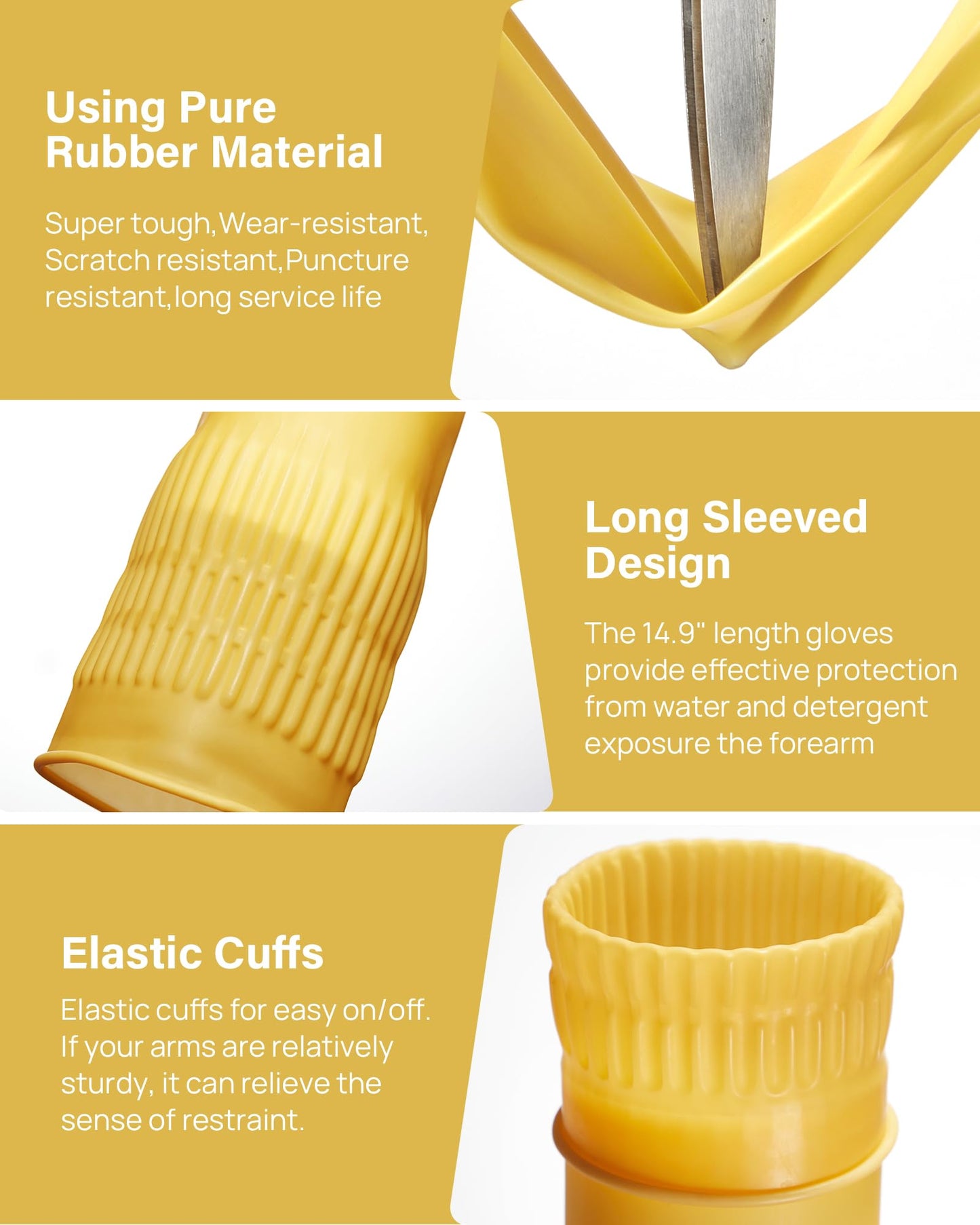 FCTTD Rubber gloves on dishwashing cleaning gloves 3-Pairs,Kitchen dish gloves,Reuseable.(3,Medium)