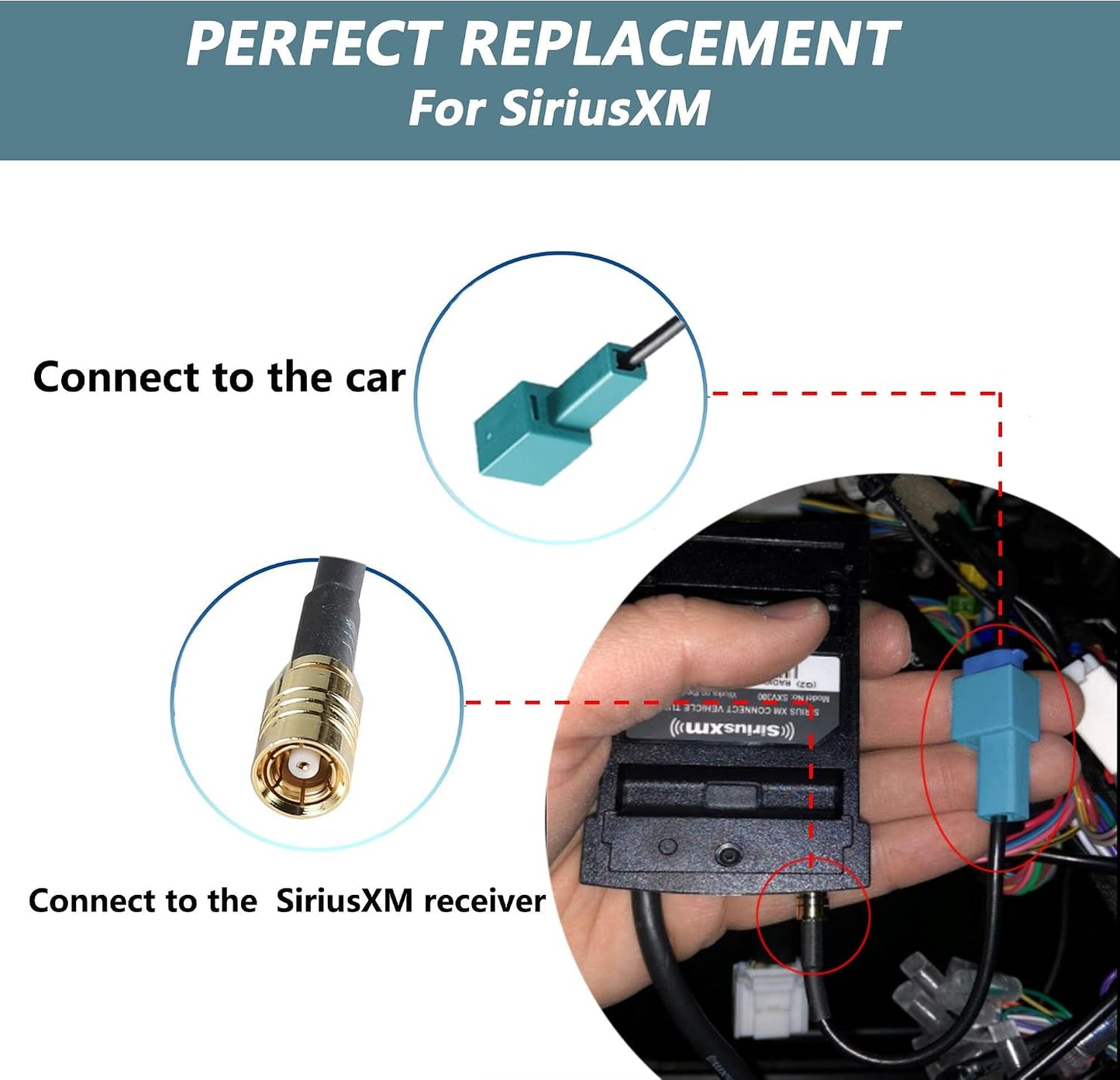 Anina 2012-2021 Car Factory Satellite Radio XM Antenna GPS Antenna Adapters Connector Cable for Toyota to Aftermarket