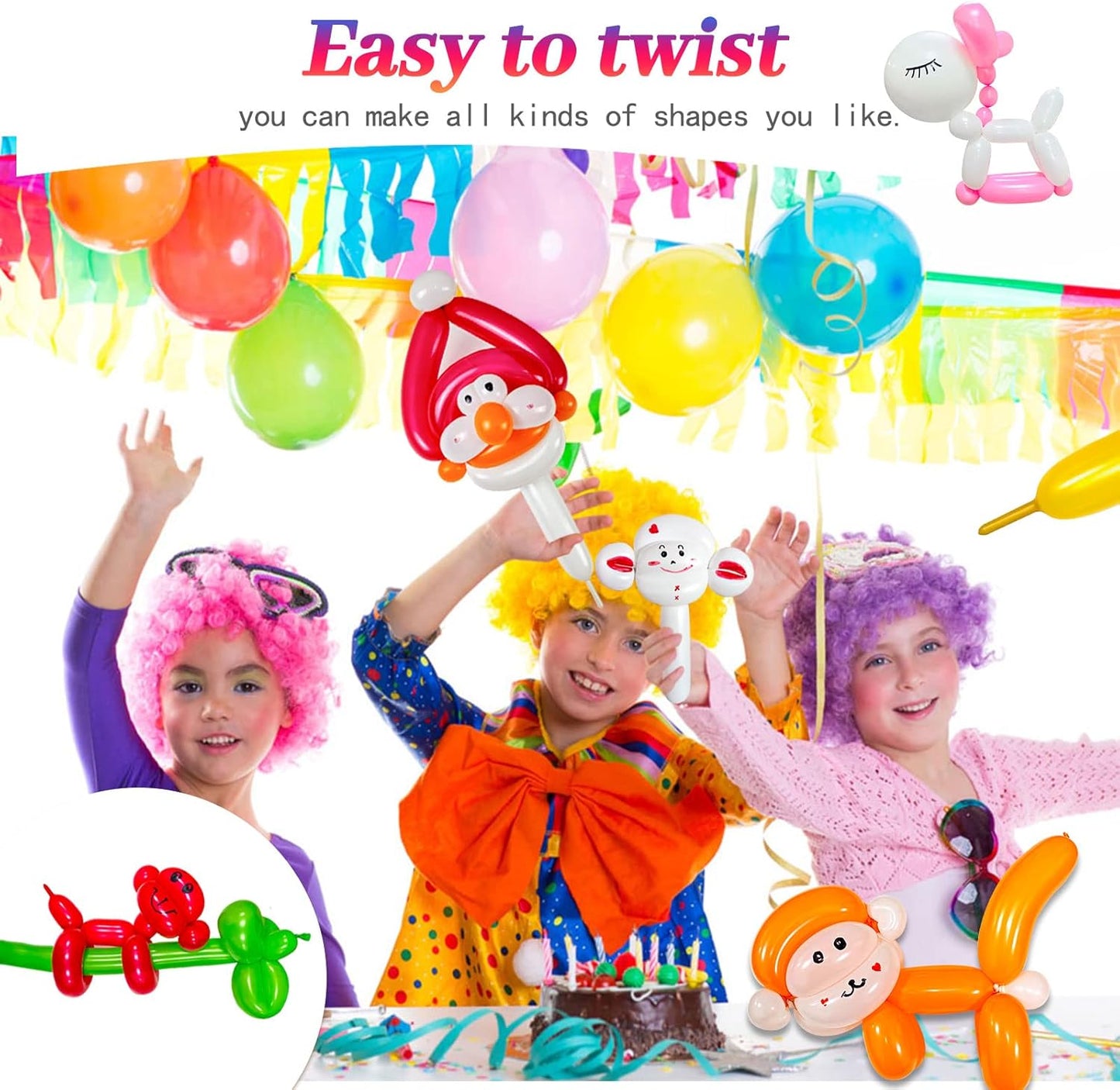 White 260 Balloons by [Brand Name] - Thick Latex for Twisting & Arch Tying | 100pcs for Kids' Parties & Weddings