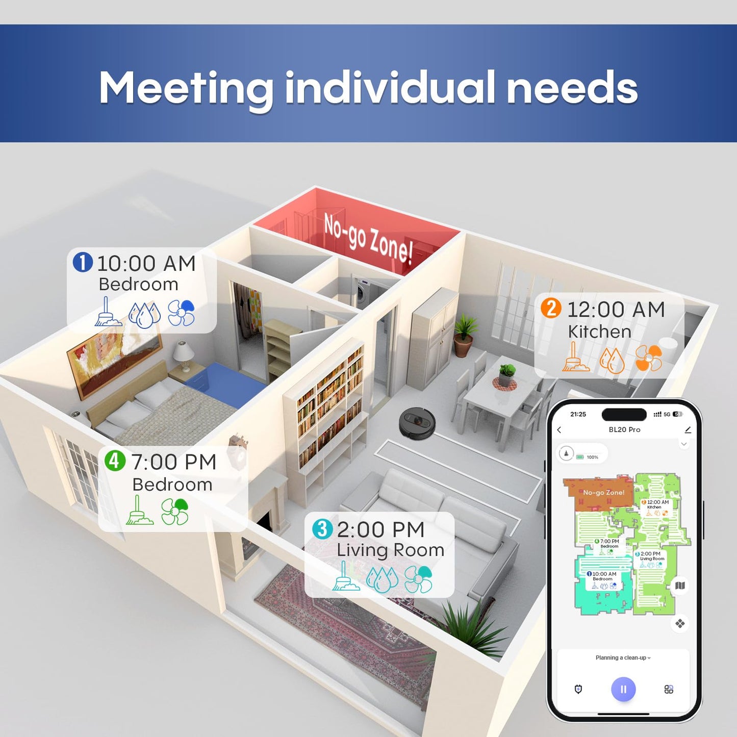 eitton Robot Vacuum and Mop Combo, 6000Pa Strong Suction, LiDAR Navigation, Self-Emptying Dock,90-Day Hands-Free,Smart Mapping,WiFi/App/Alexa,Robotic Vacuum for Pet Hair, Dust, Hard Floors and Carpets