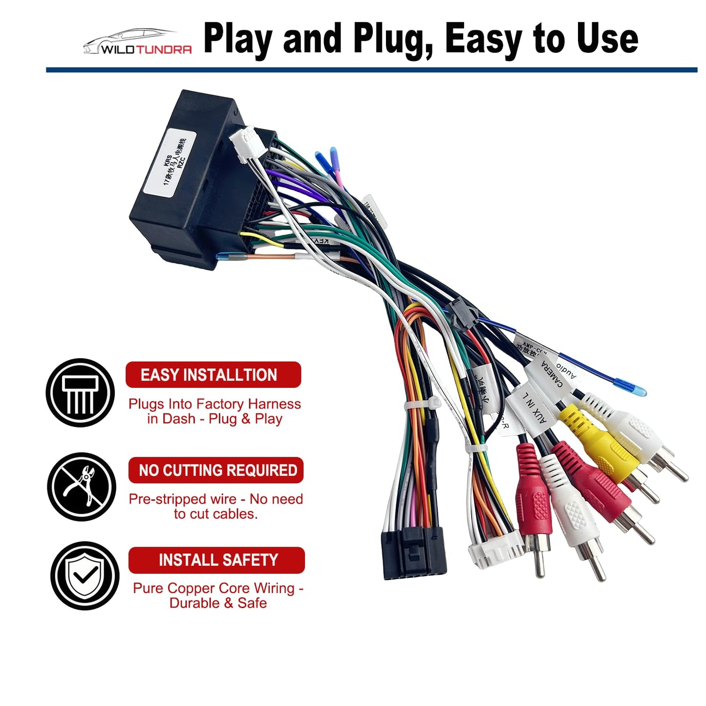 16Pin 2015-2018 2014-2019 2018-2019, 16Pin ISO Aftermarket Radio Harness Adapter Compatible with Chrysler Dodge Jeep