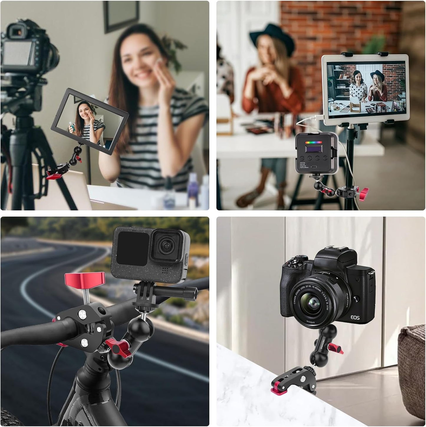 Mechrig (SY006) Super Clamp with Dual Ballhead Magic Arm, Aluminum Camera Clamp Mount Kit for DSLR Action