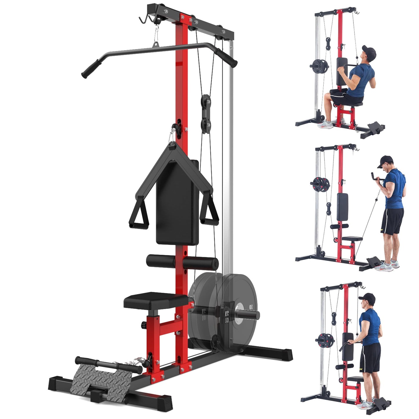 TROPOW LAT Pulldown Machine, Multi-Functional Cable Machine with High and Low Pulley Station, Row Cable Machine Home Gym with Leg Support, Tricep Workout Equipment
