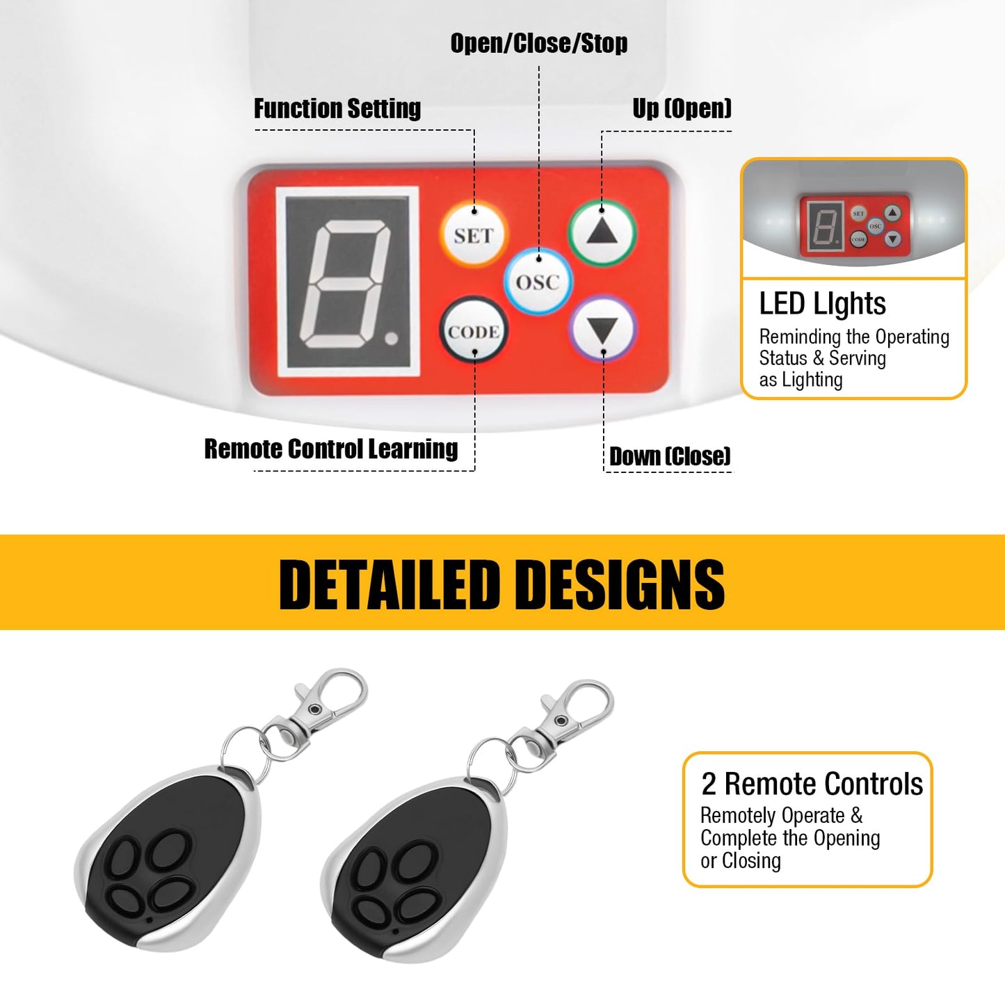 Roll Up Garage Door Opener with Remote, 110V Side Mount Electric Motor, 800N Automatic Rolling Door Opener for Garage, Warehouse, Barn, Shop - Easy Installation & Quiet Operation