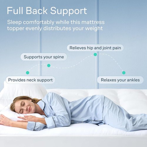 Cloud-Like Twin Mattress Topper - 100% Cotton Cooling Mattress Pad for Ultimate Comfort - Breathable Design, White