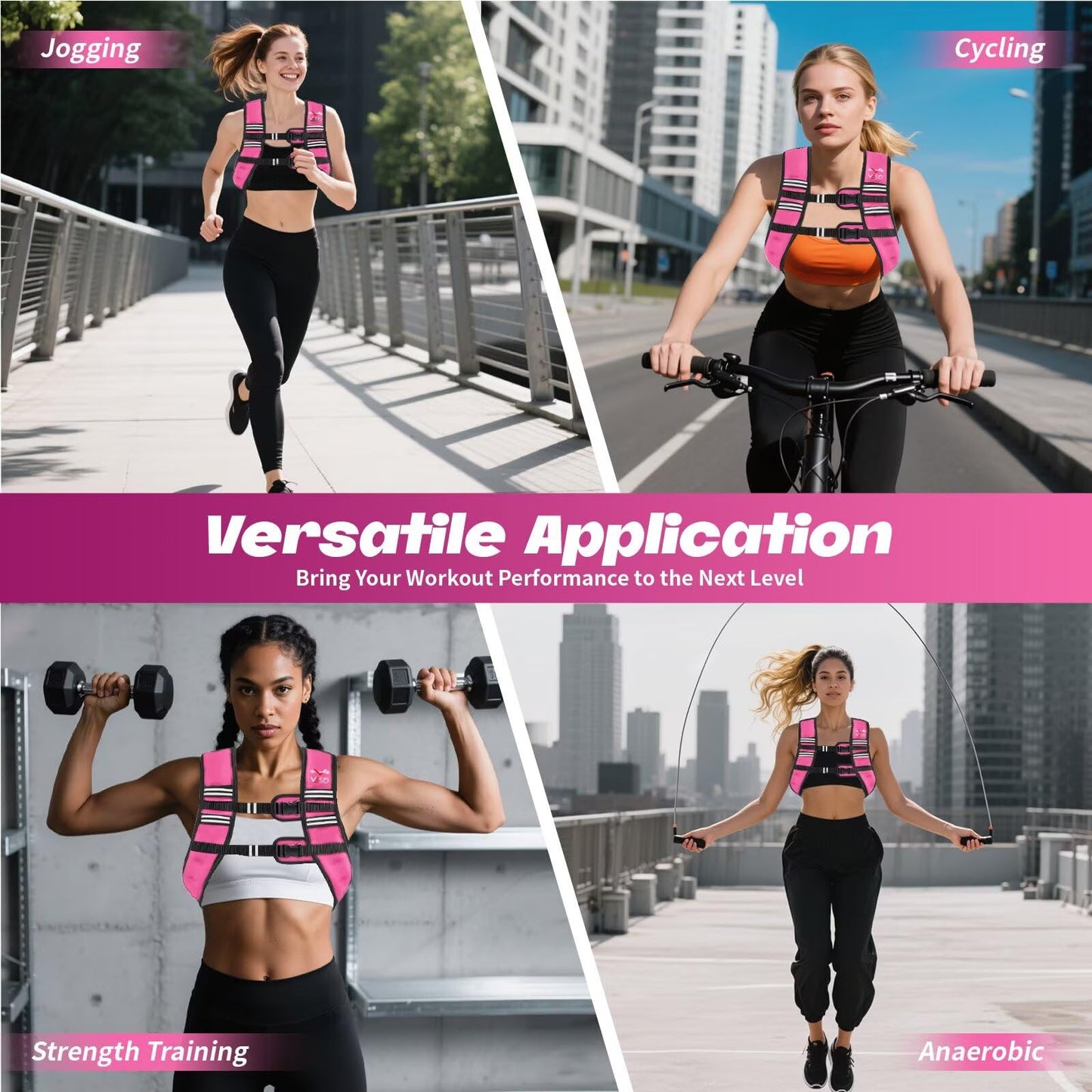 VBSD Weighted Vest Woman 12LB Weight Vest for Women Men Body Weight Vests for Walking Strength Training Running Workout Jogging Fitness Pink