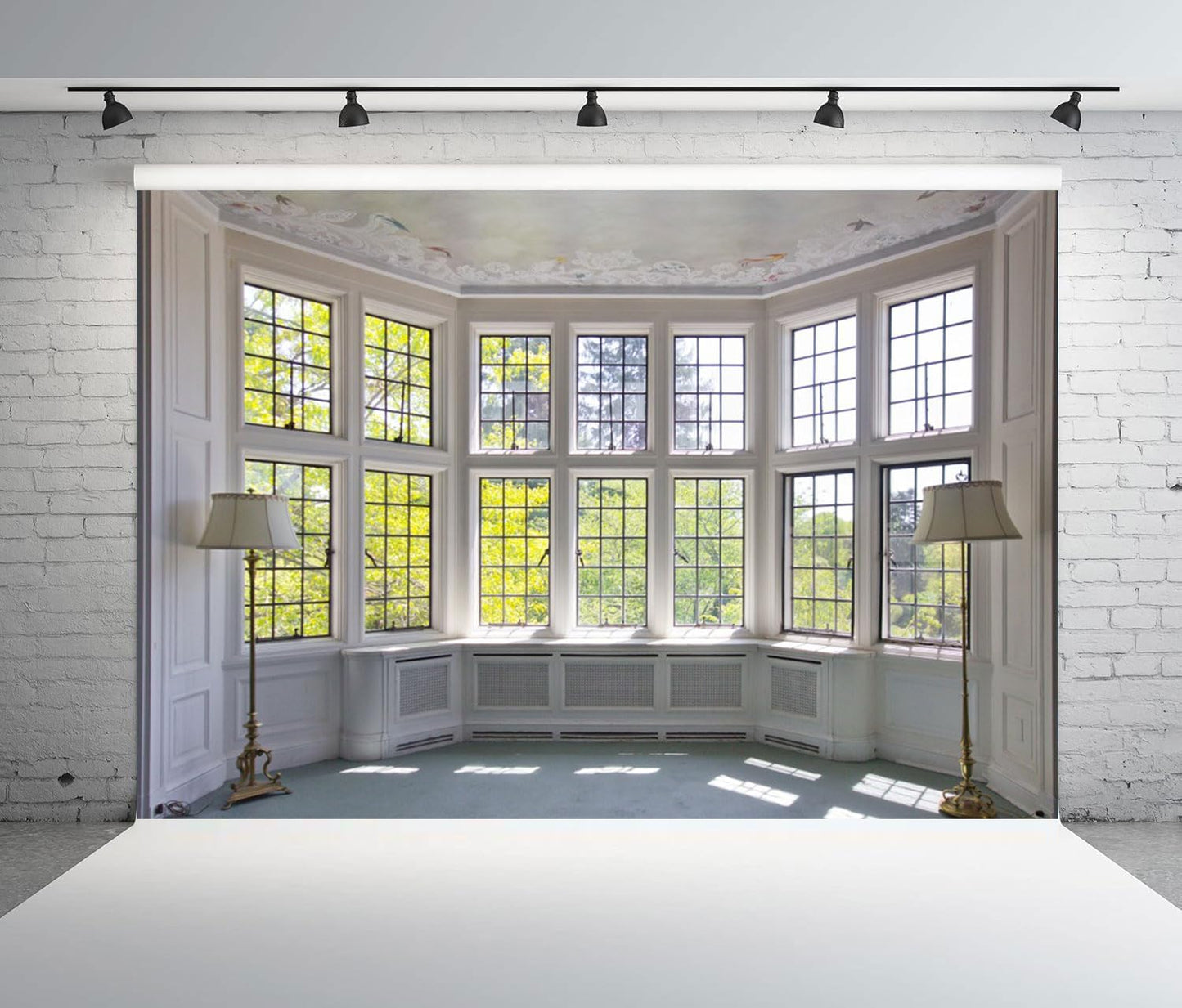 CSFOTO 8x6.5ft Big Bright Window Backdrop Window Garden Zoom Room Background for Wall Zoom Living Room Office Backdrop