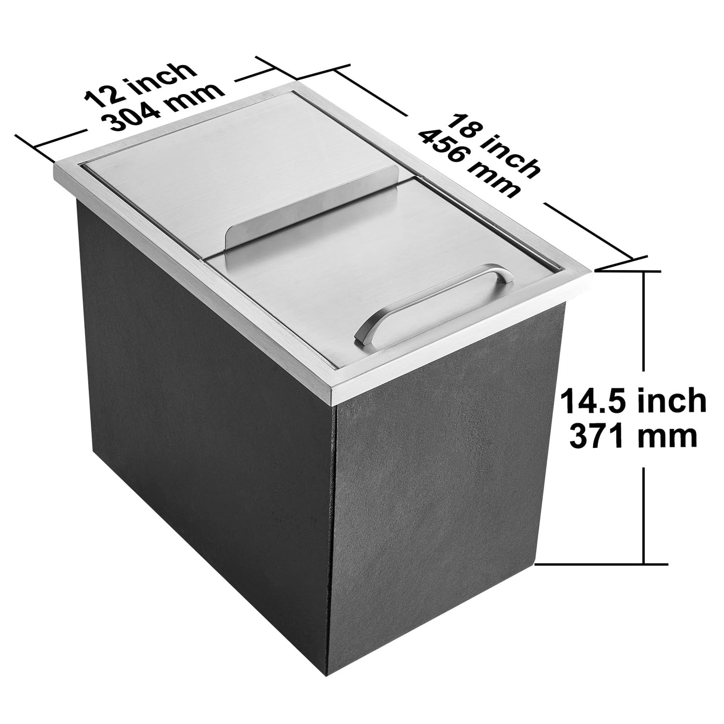 Happybuy Drop in Ice Chest 18L x 12W x 14.5H Inch Stainless Steel Ice Cooler with Sliding Cover Drop in Ice Bin Included Drain-Pipe and Drain Plug for Cold Wine Beer