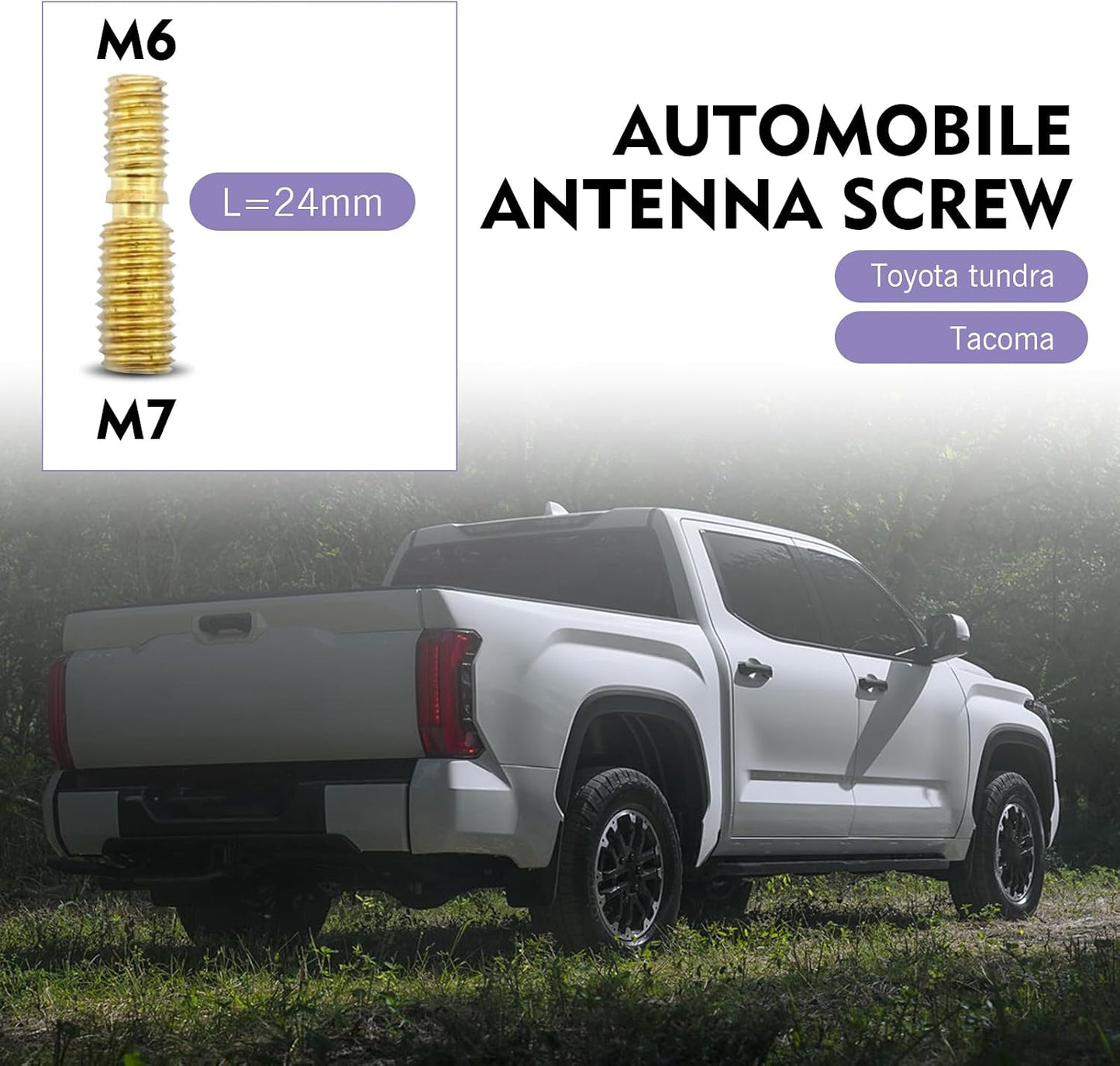 Fiknonk 7 PCS Car Antenna Screws Adapter Kit, Waterproof Billet Adapters, Metal Bullet Antenna Screws with Different