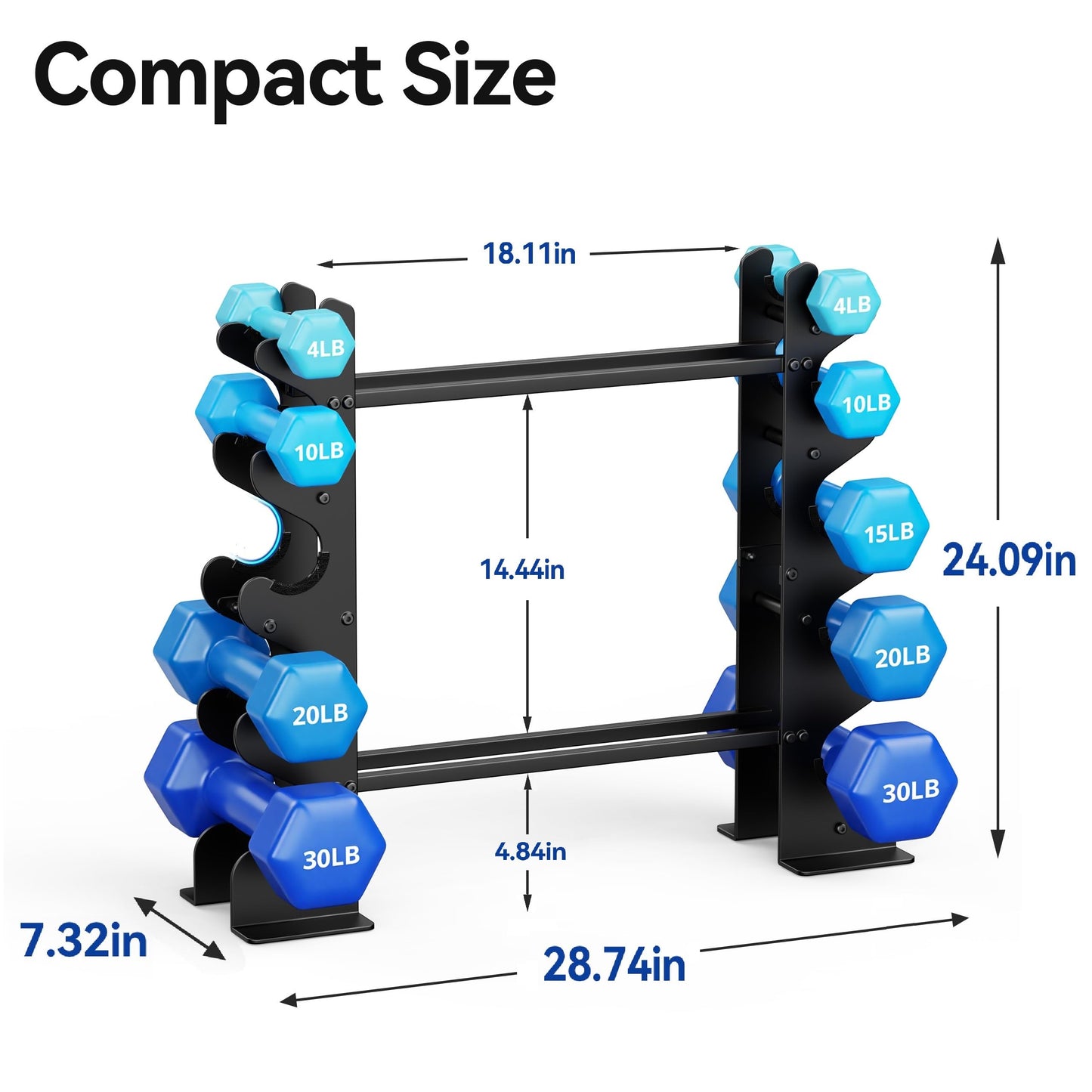 5-Tier Dumbbell Rack Stand for Home Gym: Rack Only Holder for Dumbbells, Free Weights, 500LB Capacity Heavy-Duty Compact Storage Organizer