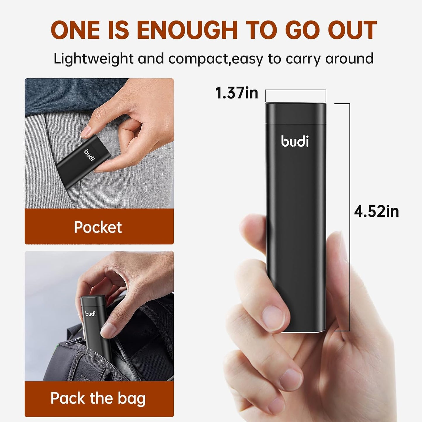 BUDI Multifunctional Compact Cable Card Travel Portable Aluminum Storage Case with Sim Card Tray Pin Eject Removal Tool