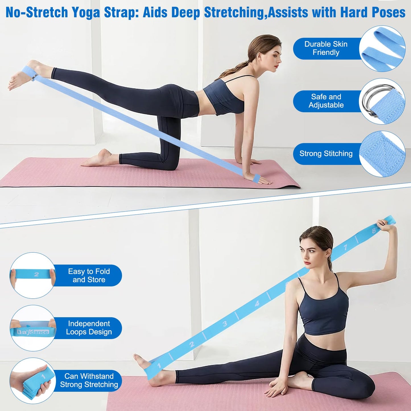 Muuruu Pilates Equipment Kit for Home Workout, Pilates Ring and Ball Set for Women, 14'' Magic Circle Essentials Accessories Kit, Wrist Weights, Resistance Bands, Yoga Strap, Socks, Bag Blue