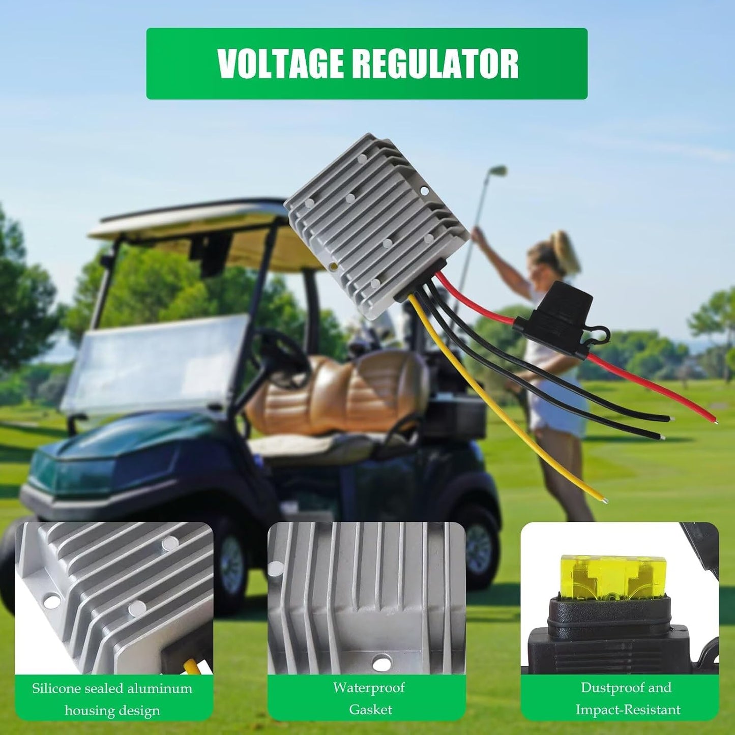 USonline911 2026 36V/48V 12V 20A IP68 New for Golf Cart & Vehicle Power Converter - to Transformer with Sealed Housing