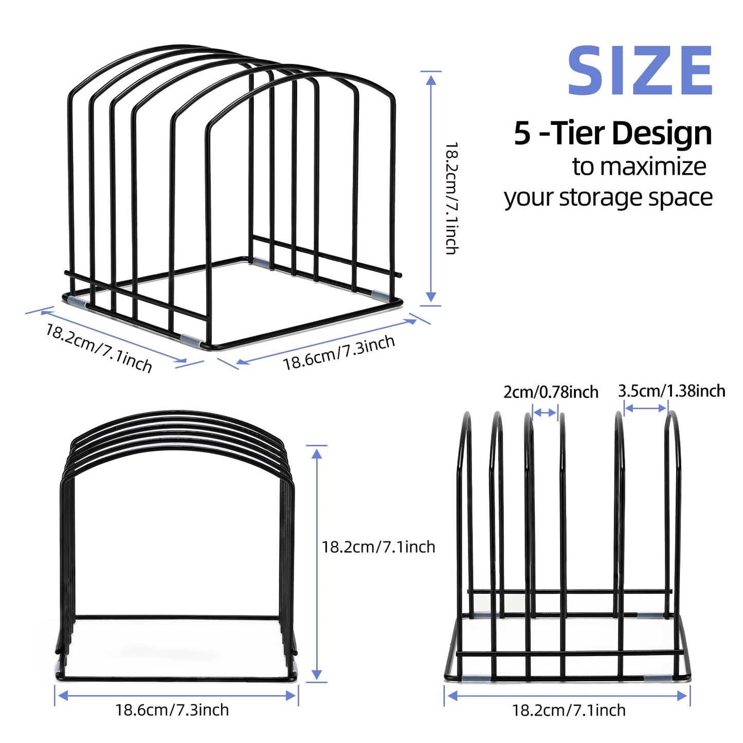 ziroland 5-Slot Cutting Board Organizer, Bakeware Organizer, and Kitchen Cabinet Organizer for Baking Trays and Cookie Sheets (1pc 5 Slot for two size)