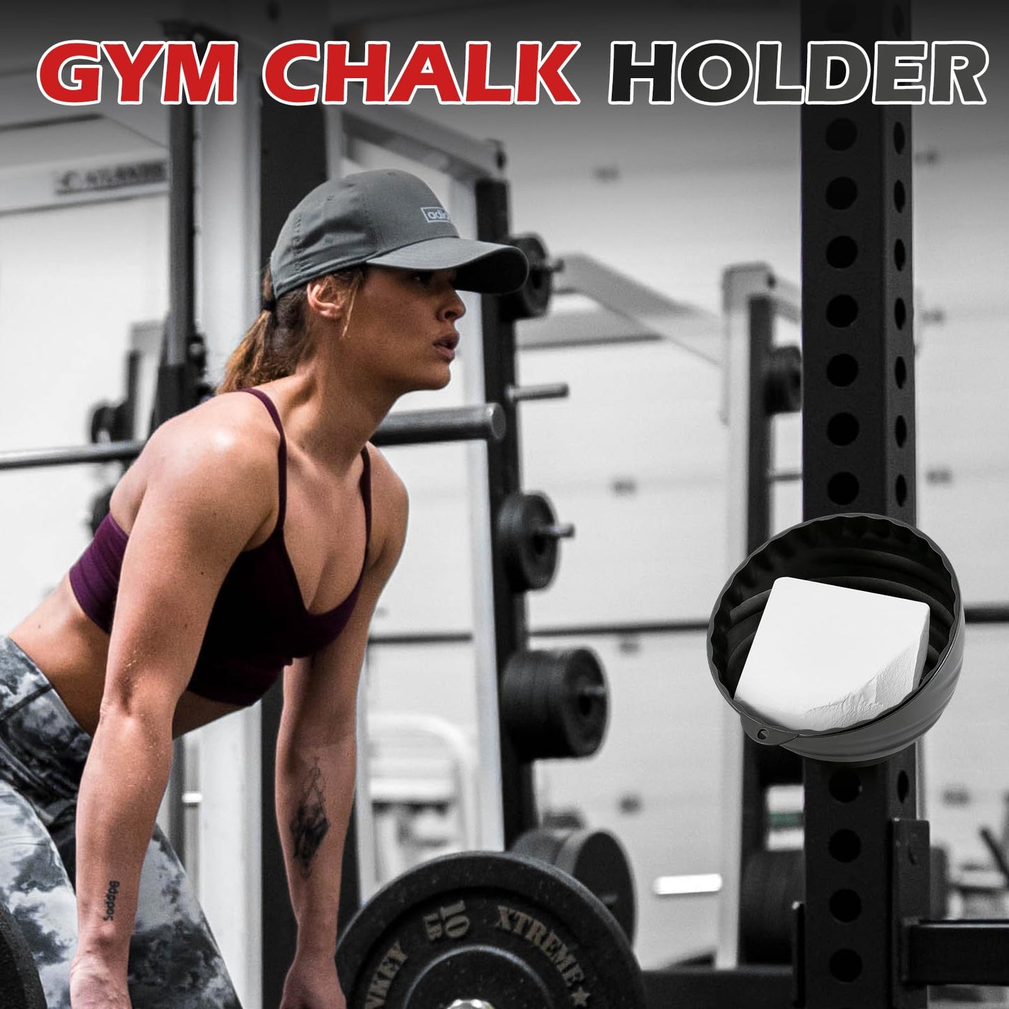 Gym Chalk Bowl Container, Magnetic Chalk Holder for Weightlifting Workout, Gym Chalk Holder Storage Magnet Bowl Gym Accessories