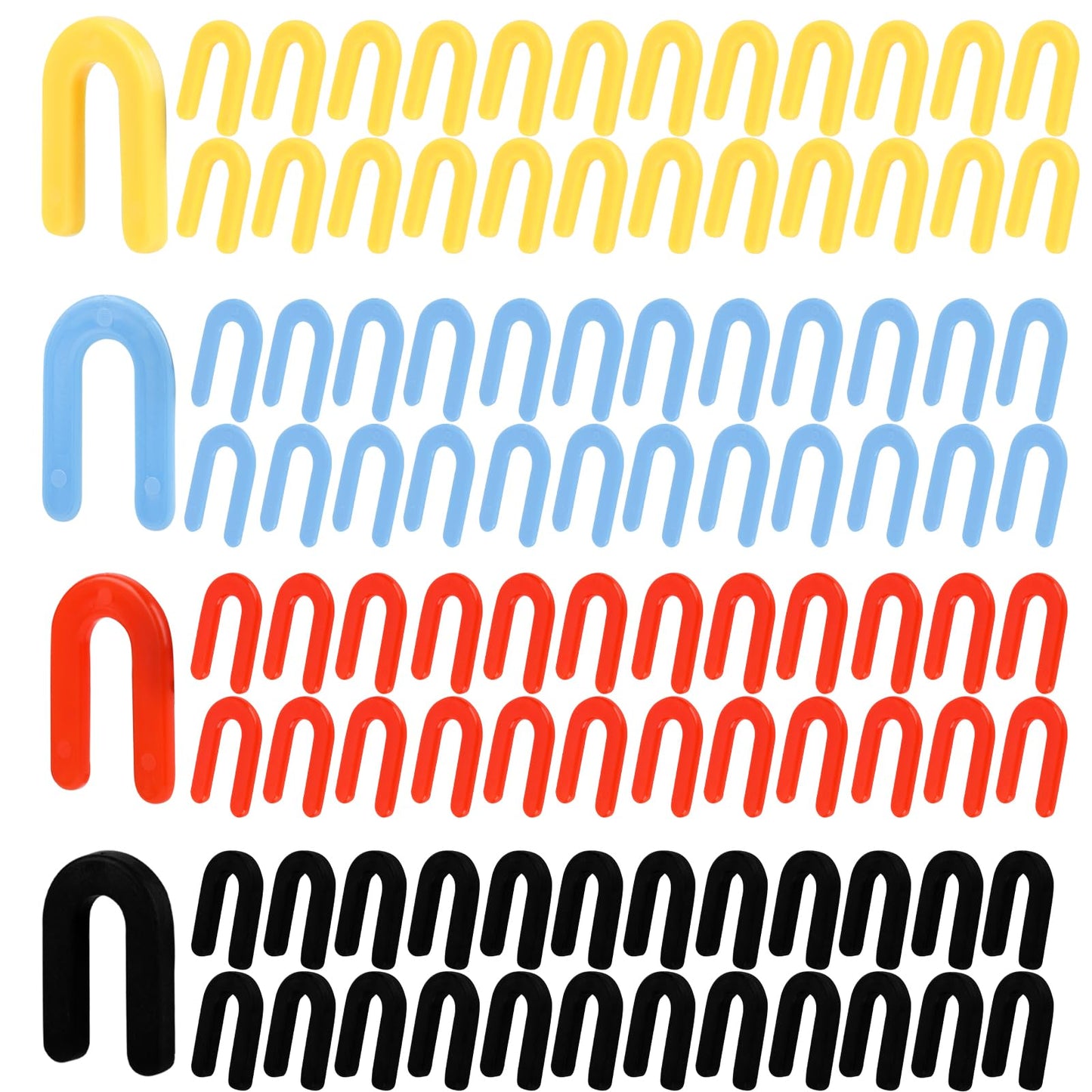 1200PCS Horseshoe Shims, Tile Shims, Plastic Shims for Leveling, Window Shims, U Shims, Blue 1/16”, Red 1/8”, Yellow 3/16”, Black 1/4”