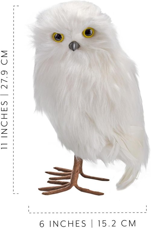 Decorae Fake Stuffed Owl Figure - 11-Inch Tall Decorative Bird for Crafts & Holiday Decor