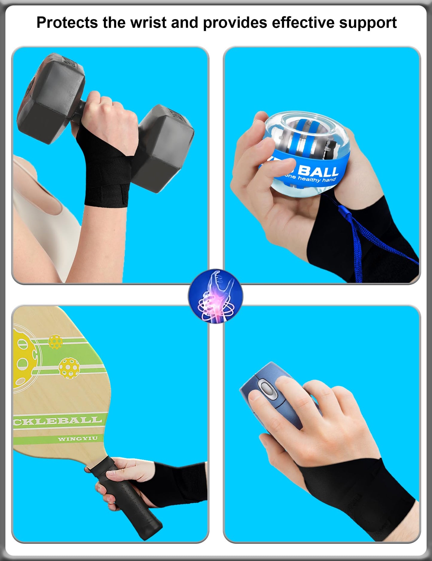 Gyro Wrist Ball with Auto-Start & Color-Changing LED Lights, Wrist Forearm Workout Strengthener, Hand, Finger and Arm Strength Training and Flexibility, Includes wrap-around wristband (Blue)